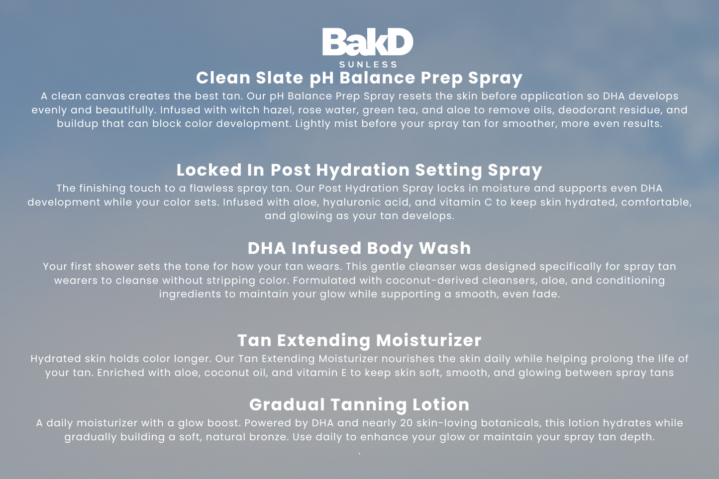 BakD Sunless Retail Collection – 4 fl oz Professional Sample Set