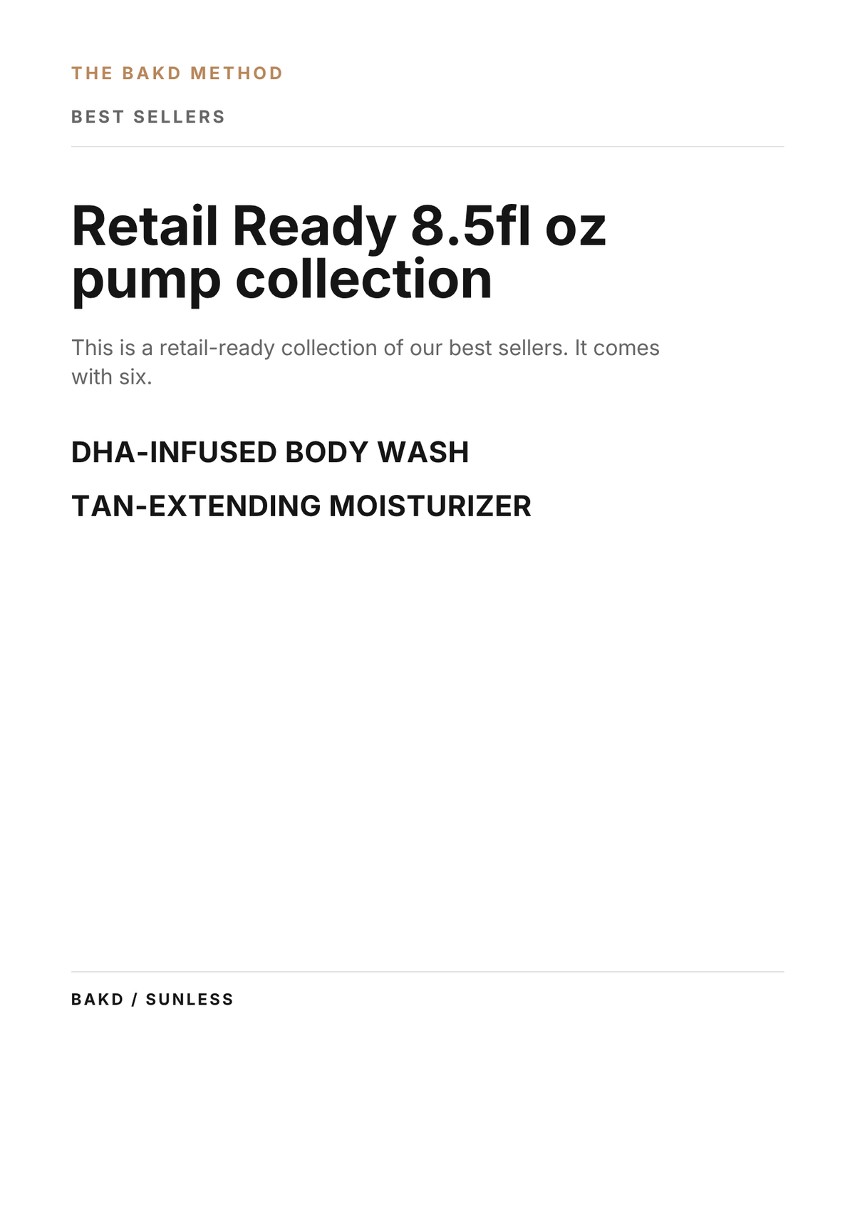 The BakD Method Retail Ready Bundle I 6 Pack Pump Bottles 8 fl oz.