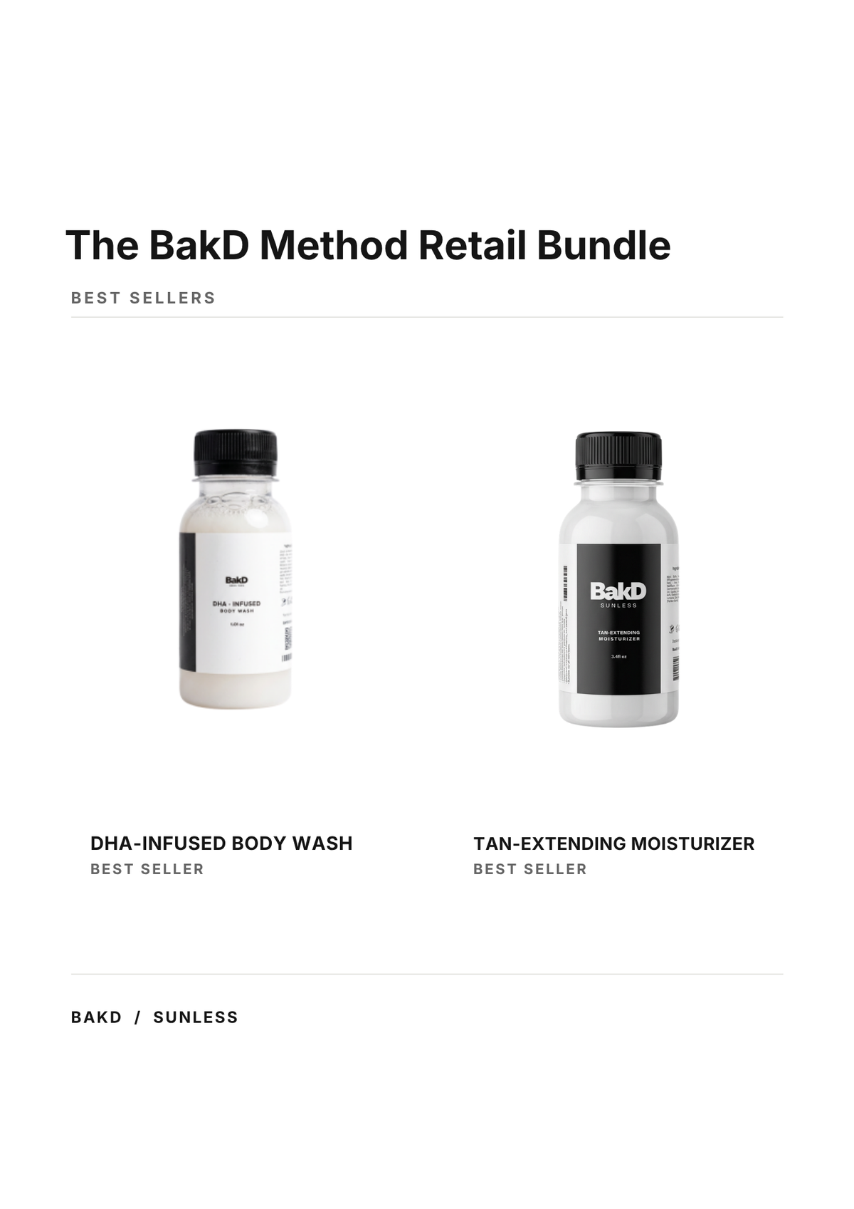 The BakD Method Retail Ready Bundle - 20 DHA Body Wash & 20 Tan Extender *Travel Size*