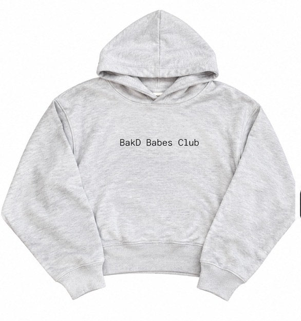 BakD Babes Club Cropped Hoodie in Heather Gray