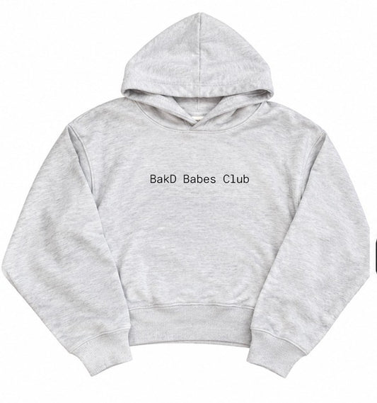 BakD Babes Club Cropped Hoodie in Heather Gray