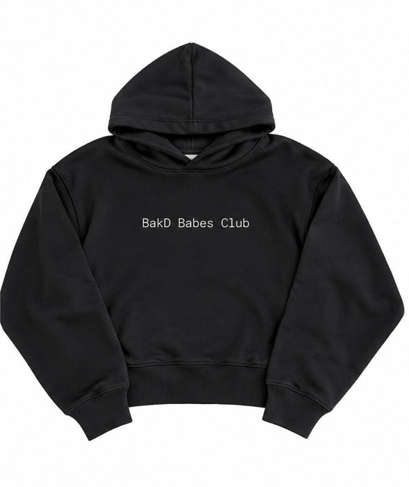 BakD Babes Club Cropped Hoodie in Midnight Black