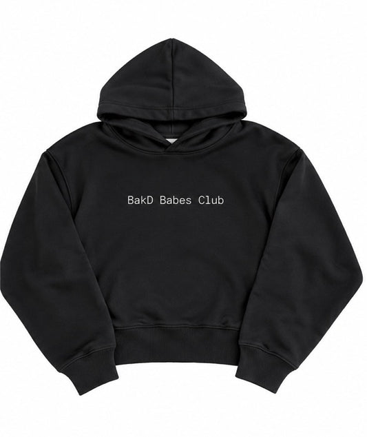 BakD Babes Club Cropped Hoodie in Midnight Black