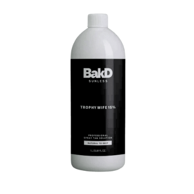 trophy wife 15% sample, trophy wife 15 spray tan solution, bakd sunless trophy wife sample, 4 oz spray tan sample,
15% dha spray tan sample, professional spray tan solution sample, golden olive spray tan solution, rapid spray tan solution sample